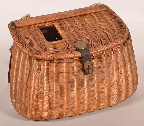 19TH C TIGHT WOVEN WICKER FISHING 39c7f5