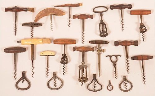 22 VARIOUS ANTIQUE CORK SCREWS.22 Various