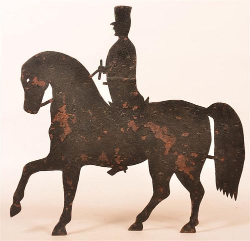 HORSE AND RIDER SILHOUETTE WEATHERVANE.19th