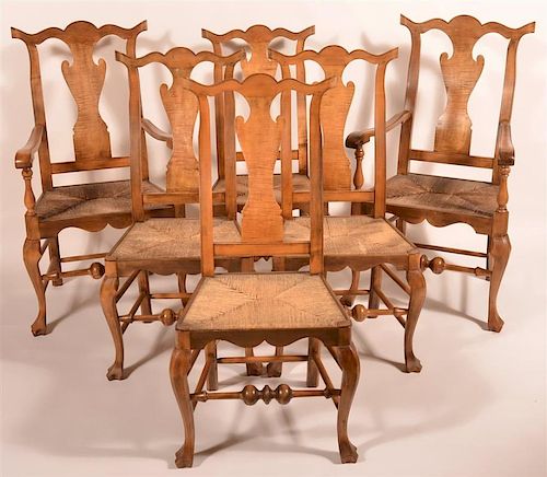 SET OF SIX 20TH C. PHILA. TIGER MAPLE