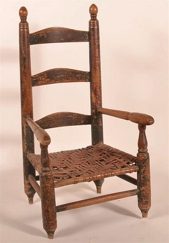 AMERICAN EARLY 19TH C LADDER BACK 39c8d2