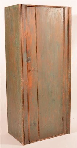 19TH C. PINE PAINTED ONE DOOR CUPBOARD19th