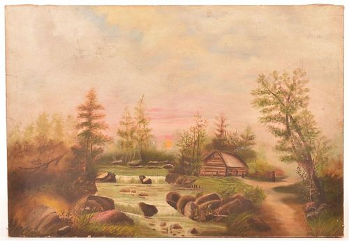 OIL ON CANVAS PAINTING OF A LOG 39c986