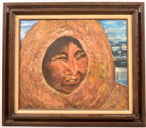 OIL ON CANVAS PAINTING OF INUITOil 39c9a8