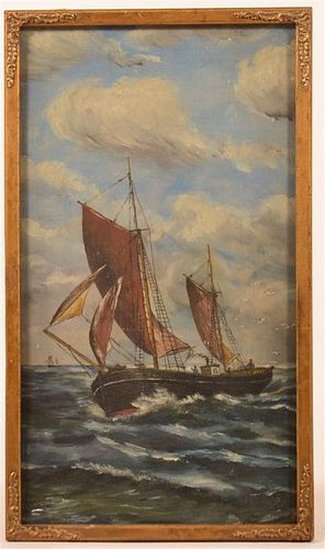 OIL ON ACADEMY BOARD PAINTING SHIP 39c9aa