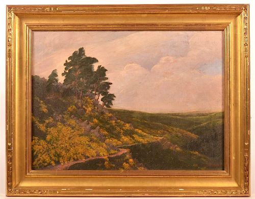 20TH C. CA OIL ON CANVAS LANSCAPE20th