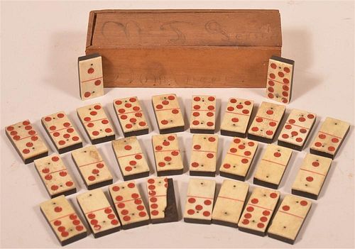 SET OF 19TH CENTURY BONE AND EBONY DOMINOS.Set