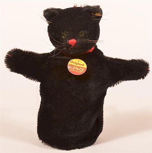 VINTAGE STEIFF BLACK CAT HAND PUPPET Vintage 39c9e3