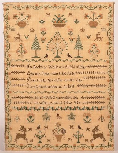 DATED 1836 NEEDLEWORK SAMPLER BY