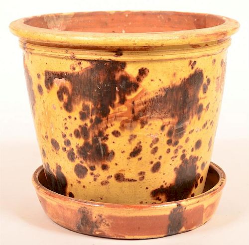 REDWARE POTTERY PLANTER WITH SAUCER
