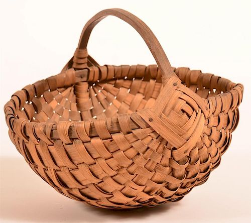 WOVEN OAK SPLINT FIELD BASKET.19th/Early