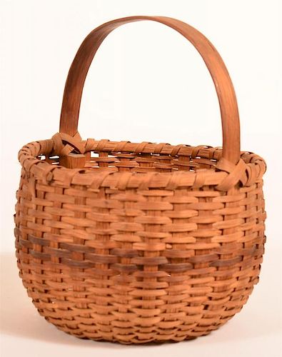 WOVEN SPLINT WORK BASKET 19th Early 39ca7a