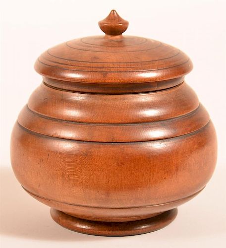 19TH CENTURY PEASWARE COVERED CANISTER.19th