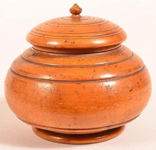 19TH CENTURY PEASWARE COVERED CANISTER.19th