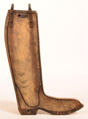 BOOT FORM PAINTED WOOD TRADE SIGN Late 39caba