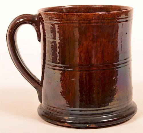 PA MOTTLE GLAZED REDWARE LARGE