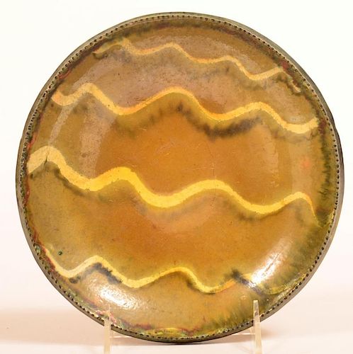 STAHL REDWARE SLIP DECORATED PLATE.Stahl