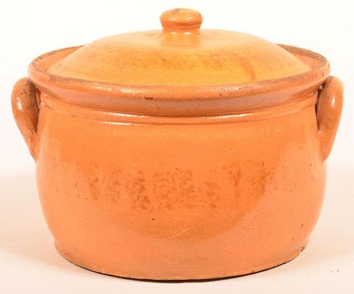 GLAZED REDWARE POTTERY COVERED