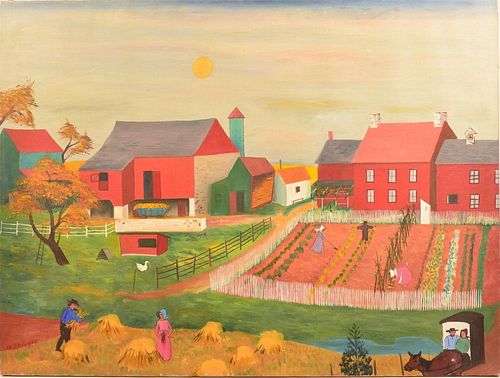D ELLINGER OIL ON CANVAS OF AMISH 39cb0a