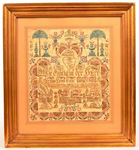 HAND DRAWN FRAKTUR BIRTH CERTIFICATE 39cb20