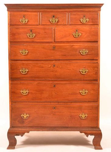 PA CHIPPENDALE WALNUT TALL CHEST