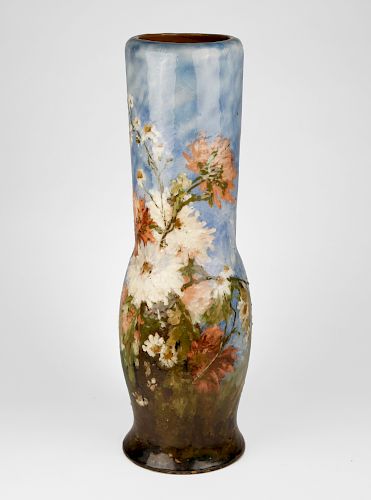 A FRENCH LIMOGES POLYCHROME VASE