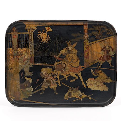JAPANESE LACQUERED TRAY DEPICTING 39cbe1