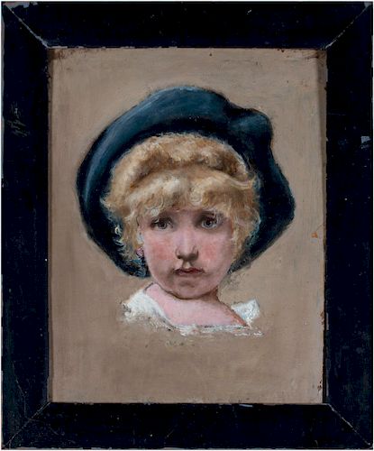 LITTLE GIRL WITH HAT 19TH CENTURY 39cc14