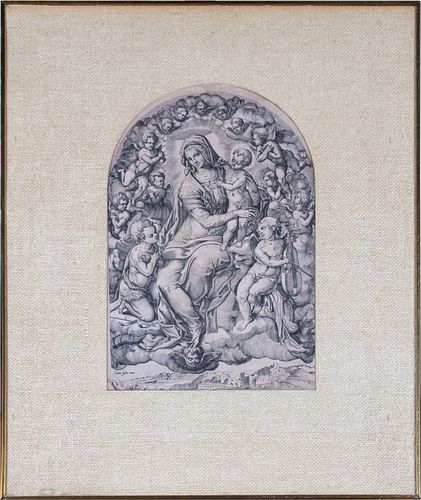 OLD MASTER PRINT OF MADONNA AFTER 39cc52