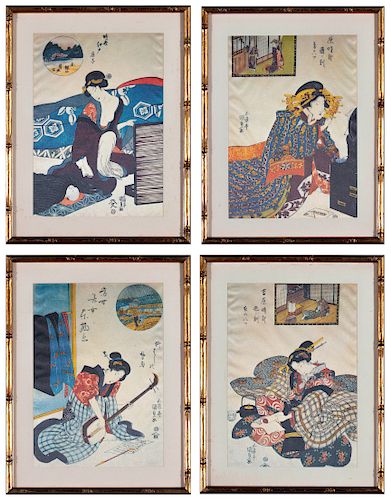 GROUP OF FOUR JAPANESE PRINTS ON 39cc5a