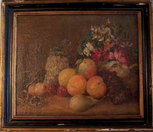 STILL LIFE WITH FRUIT AND FLOWERS, 19TH