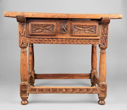 AN ITALIAN WALNUT STAND, C.1680With