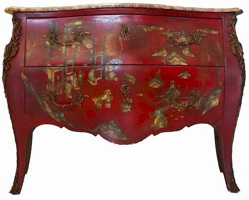 A FRENCH PAGODA RED LACQUERED BOMBE 39cc77