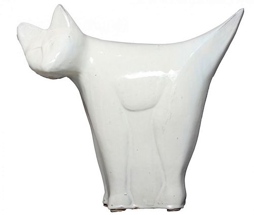 A CERAMIC SCULPTURE OF A CAT 20TH 39cc82