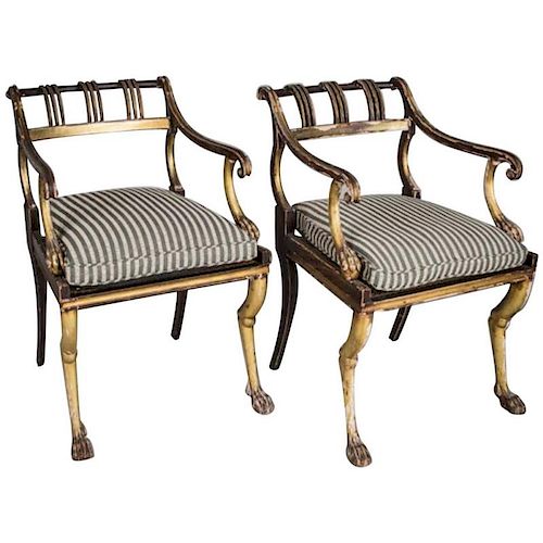PAIR OF REGENCY STYLE GILDED AND