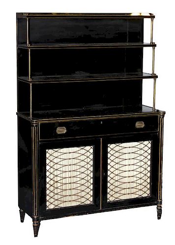 A REGENCY STYLE EBONIZED SECRETARY