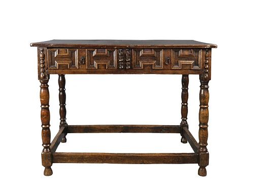 ENGLISH OAK WRITING DESK SIDE 39ccb6