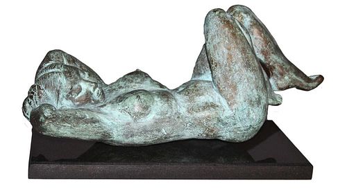 RECLINING NUDE BRONZE, 20TH CENTURYBronze