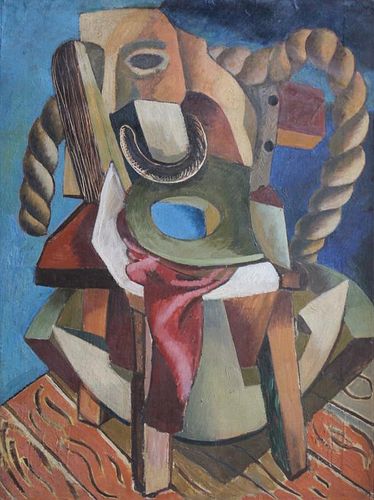 CUBIST STILL LIFE WITH ROPE CHAIR 39ccbd