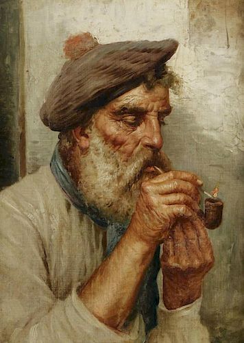 19THC ITALIAN SCHOOL MAN SMOKING 39cce8