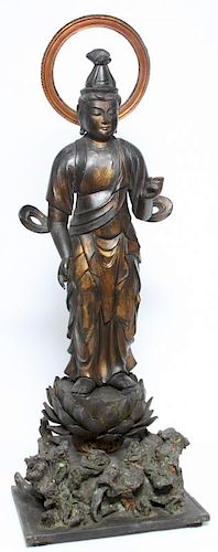 JAPANESE GILT AND LACQUER CARVED