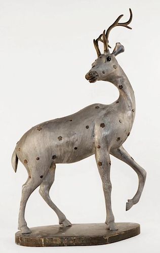 A CHINESE PEWTER FIGURE OF A DEER  39cd22