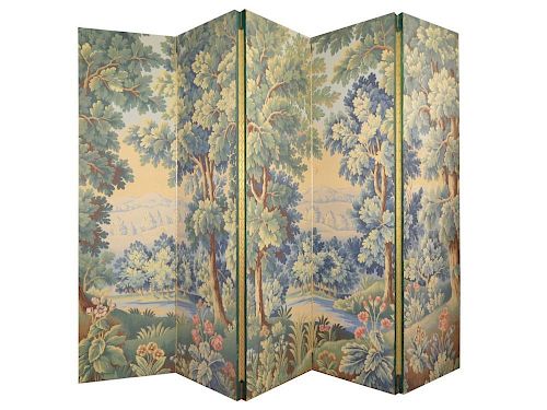 A FIVE PANEL VERDURE TAPESTRY PATTERN
