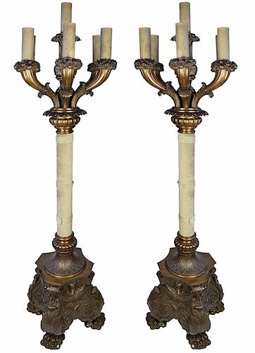 PAIR OF MONUMENTAL SEVEN LIGHT