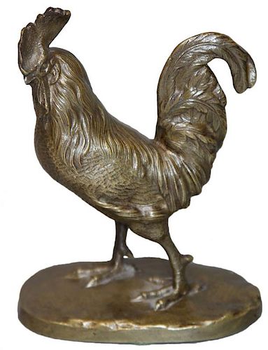 BRONZE FIGURE OF A ROOSTER 19TH 39cda5