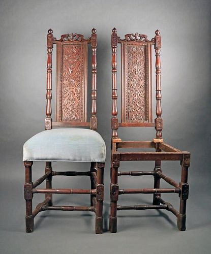 TWO ENGLISH OAK SIDE CHAIRS, WILLIAM