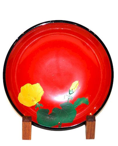 A JAPANESE RED LACQUER BOWL OKINAWAFrom 39cdbd