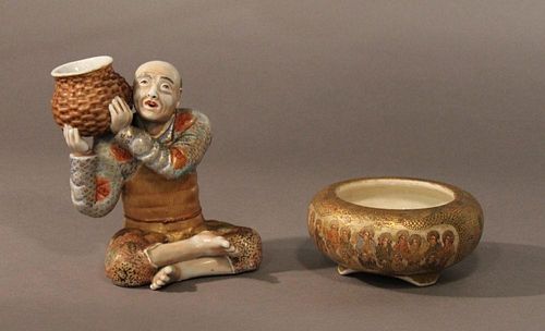 TWO PIECES JAPANESE SATSUMAComprising Figure 39cdd7