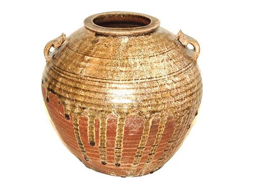 A CHINESE DRIP GLAZE URN, JIN OR