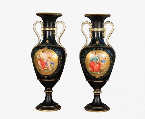 PAIR OF VIENNA PORCELAIN VASES  39cde4